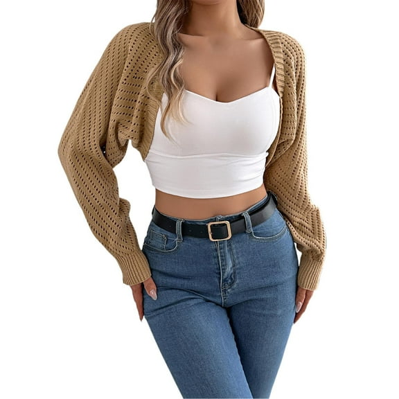 HNMKIU Womens Cardigan Solid Color Casual Cape Shawl Wrap Knit Cover Up Loose Fit Lightweight Fashion Style Outerwear Khaki,S