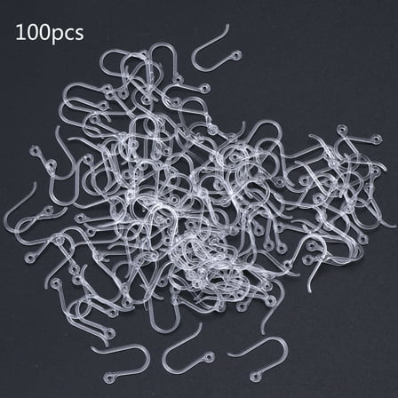 100Pcs Resin Earring Hooks Safety Non-Allergenic Earring Hooks Ear Wire Hooks for DIY Jewelry Earrings Making Tool Clear