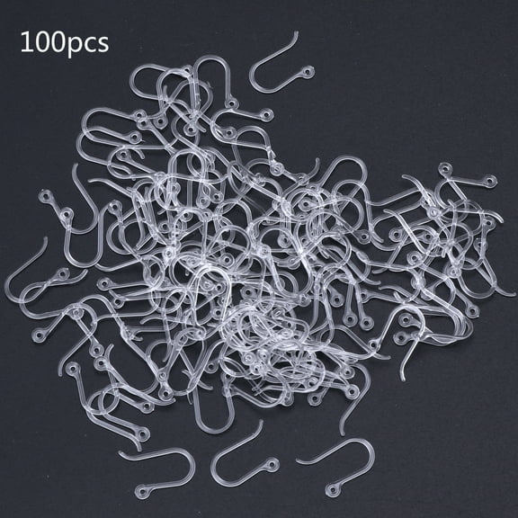 100Pcs Resin Earring Hooks Safety Non-Allergenic Earring Hooks Ear Wire Hooks for DIY Jewelry Earrings Making Tool Clear