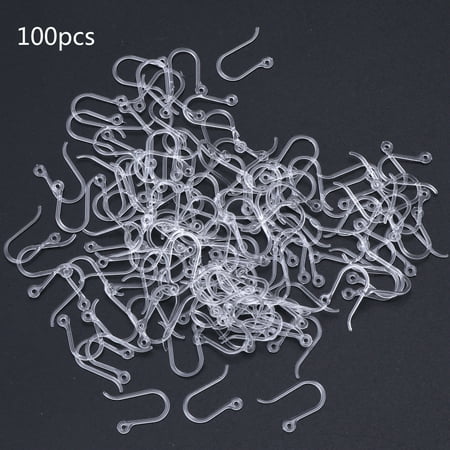 

100x Clear 0.65mm Safety Non-Allergenic Resin Earring Hooks Ear Wire Hooks Earring Findings for DIY Jewelry Making Craft