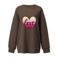 thumbnail image 3 of Crewneck Sweatshirts for Women Valentine's Day Cute Funny Graphic Print Pullover Tops Casual Long Sleeve Shirt(Brown,S), 3 of 4