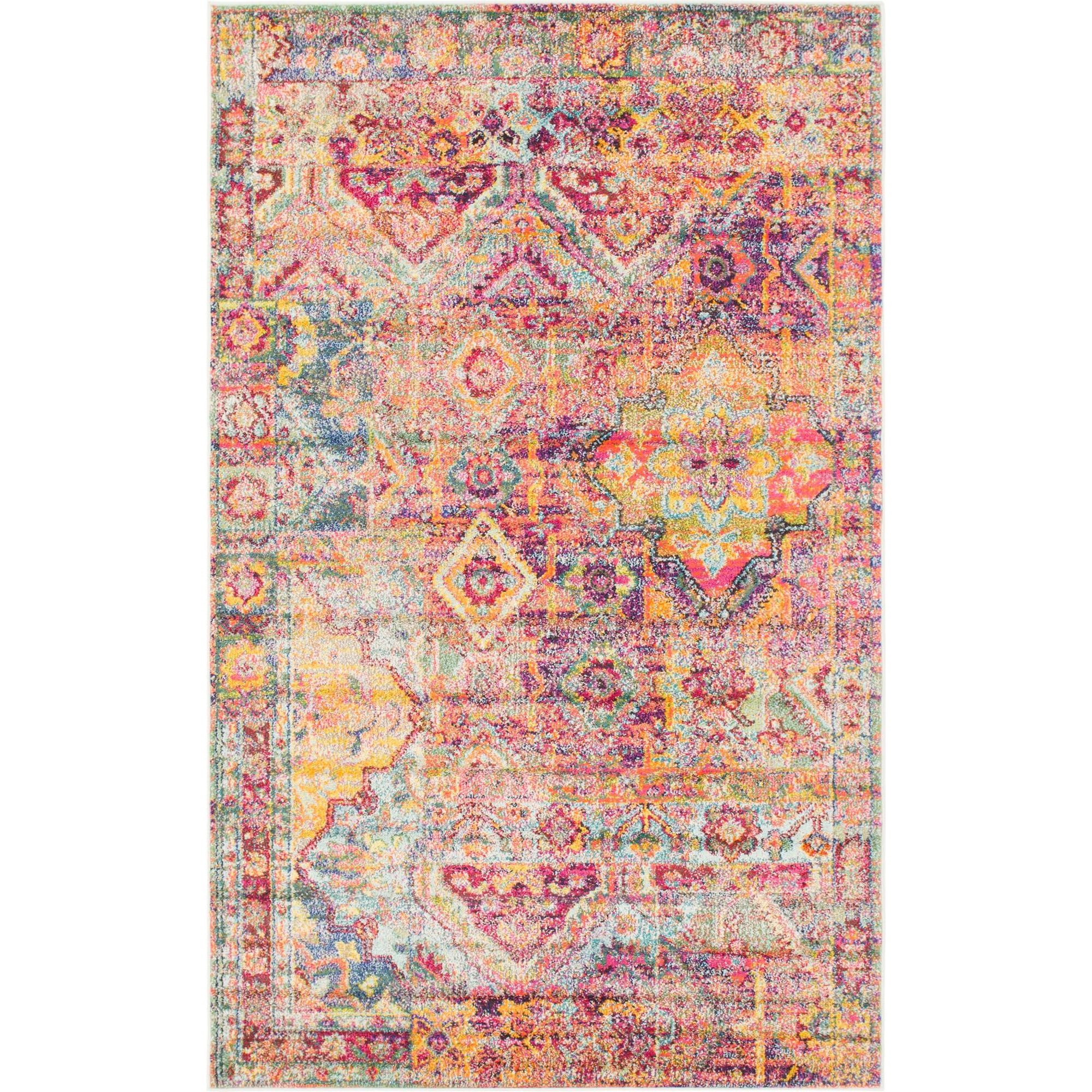 Unique Loom Indoor Rectangular Distressed Modern Area Rugs Pink/Purple