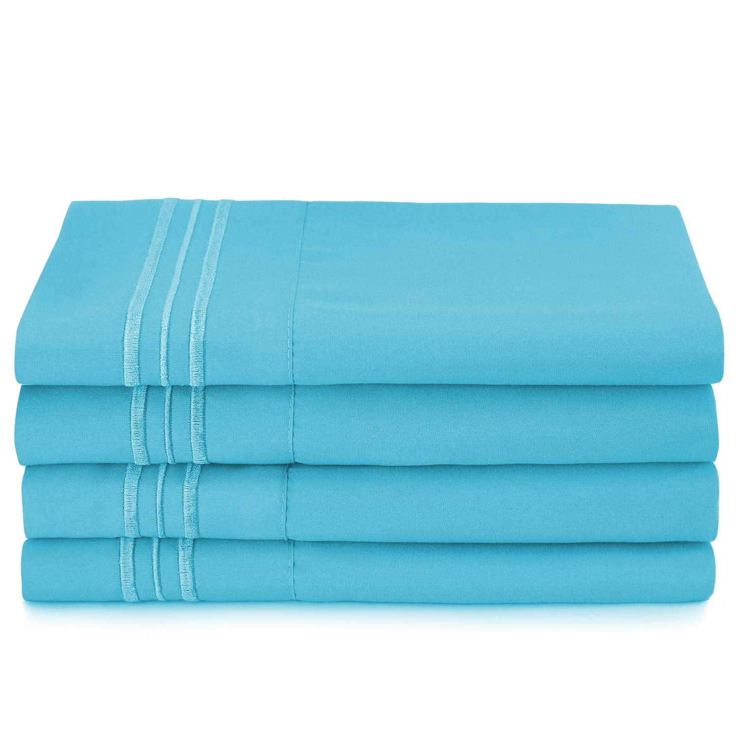 Clara Clark Bed Sheet, 100% Soft Microfiber, Hypoallergenic, 1800 Collection Set with Extra Pillowcases, Deep Pockets Fitted, Cool & Breathable, Full, Blue