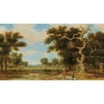 thumbnail image 2 of Raphael Govertsz. Camphuysen 24x15 Black Ornate Framed Double Matted Museum Art Print Titled: A Wooded River Landscape with a Horseman and Wanderers, 2 of 5