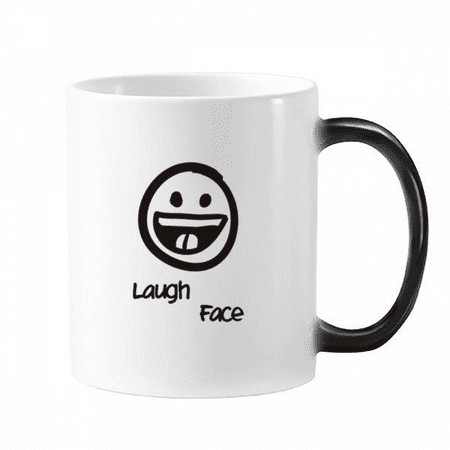 

Laugh White Cute Chat Happy Pattern Changing Color Mug Morphing Heat Sensitive Cup With Handles 350 ml