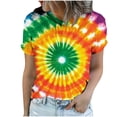 thumbnail image 6 of DeHolifer Tie Dye Shirt for Womens Crewneck Casual Summer Short Sleeve Tee T-Shirts Yellow 2XL, 6 of 6