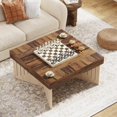 thumbnail image 4 of Tribesigns 35.4" Coffee Table, Square Wood Coffee Table, Farmhouse Coffee Table Center with Engraved Lines Design, Coffee Table for Living Room, 4 of 6