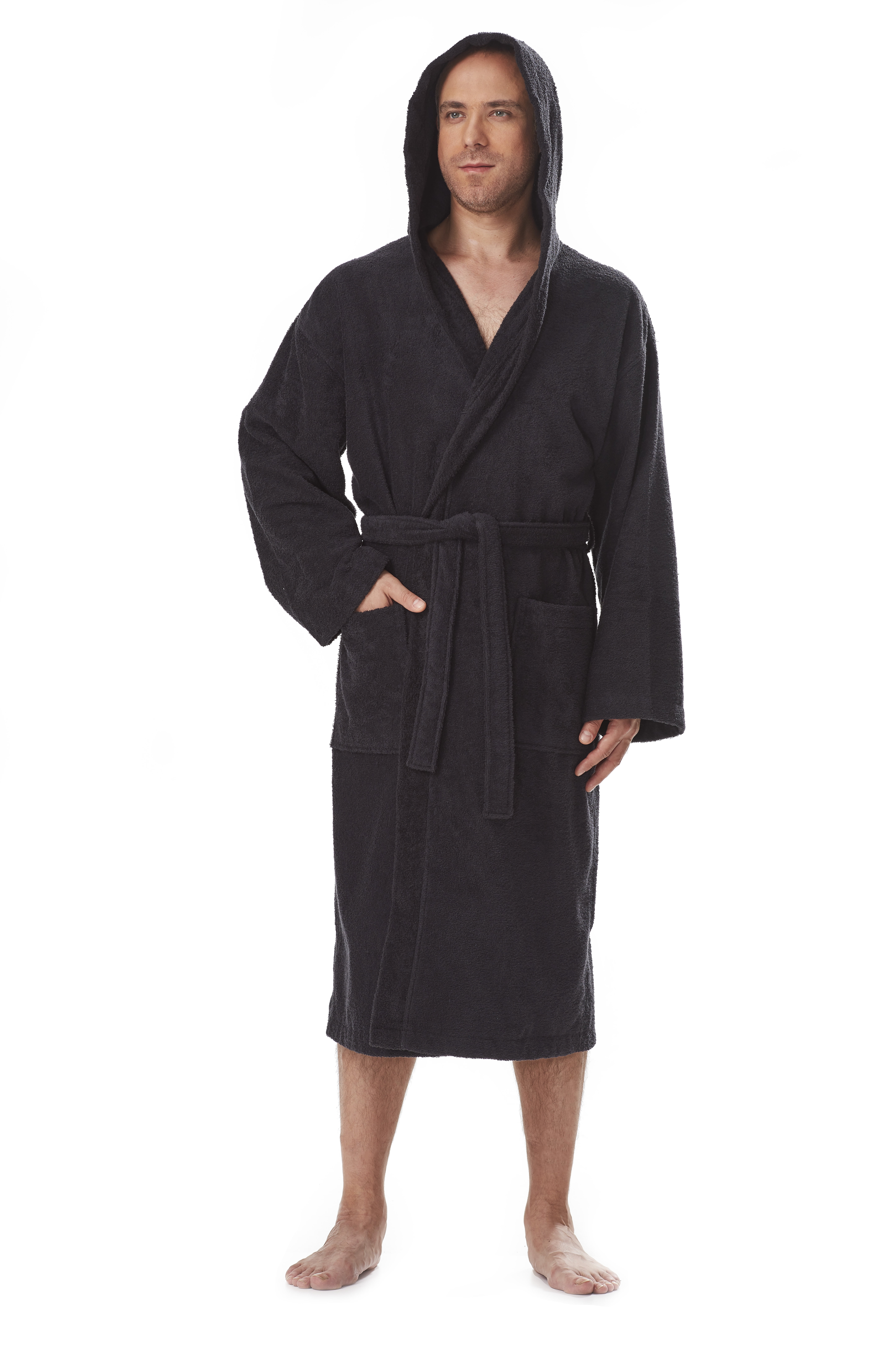 Arus - Men's Olympic Style Turkish Cotton Hooded Bathrobe with Long ...