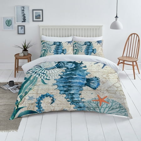 Quilt Covers Highend Home Bedclothes 3D Hippocampus Painting Bedding Cover Sets Full (80 x90 )