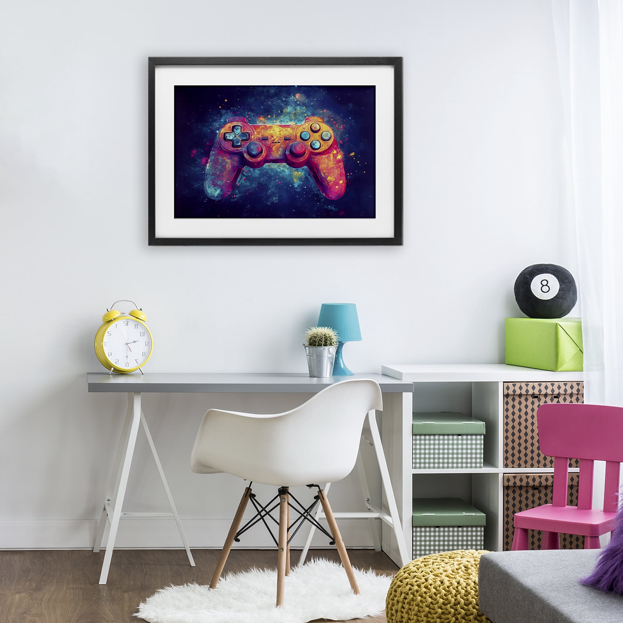 Stupell Industries Futuristic Cosmic Game Controller Black Framed Print Under Glass, design by Creative Studio