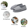 thumbnail image 6 of Open Toe Plaid Slippers for Women Memory Foam Adjustable Hook & Loop Closure Wide House Shoes, Grey 7, 6 of 6