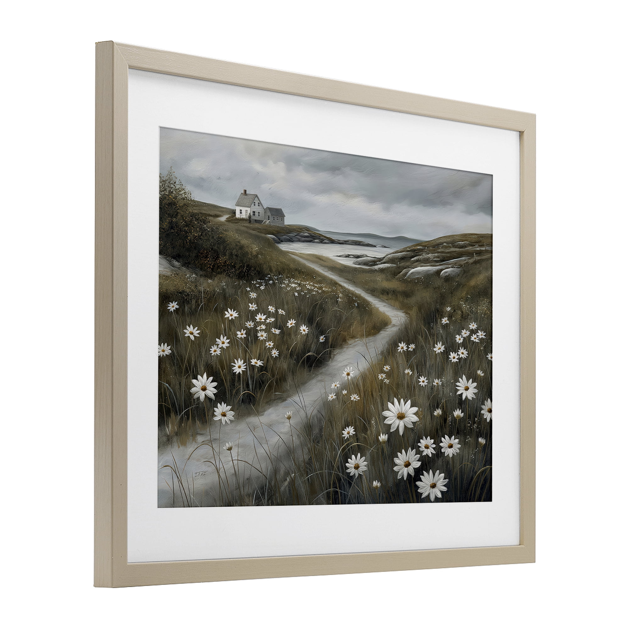 Stupell Industries Daisies Along Coastal Path Birch Framed Print Under Glass, design by Imagine It Images