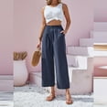 thumbnail image 5 of AWXNJUX Capri Pants for Women Women's High Waist Leaf Elastic Waist Is Simply Cotton Nine Point Pants Casual Pants Pants Women’S Pants Women Pants Casual Palazzo Pants (Navy Blue,XXL), 5 of 5