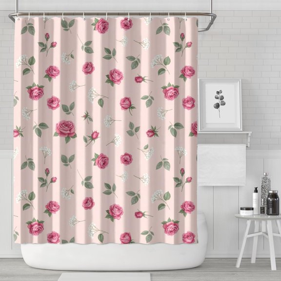 Pioneer Flower Floral Print Pattern Shower Curtain 84"x72", Bathroom Decorative Shower Curtain Set with 12 Hooks, Waterproof Washable
