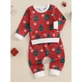 thumbnail image 5 of Baby Toddler Boys Christmas Pants Clothing Sets 0 6 12 18 24 Months 2T 3T Long Sleeve Christmas Tree/Santa Claus Print Sweatshirt Drawstring Pants Outfits, 5 of 9
