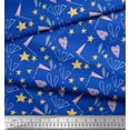 thumbnail image 2 of Soimoi Blue polyester Crepe Fabric Flag & Heart Star Print Fabric by Yard 42 Inch Wide, 2 of 3