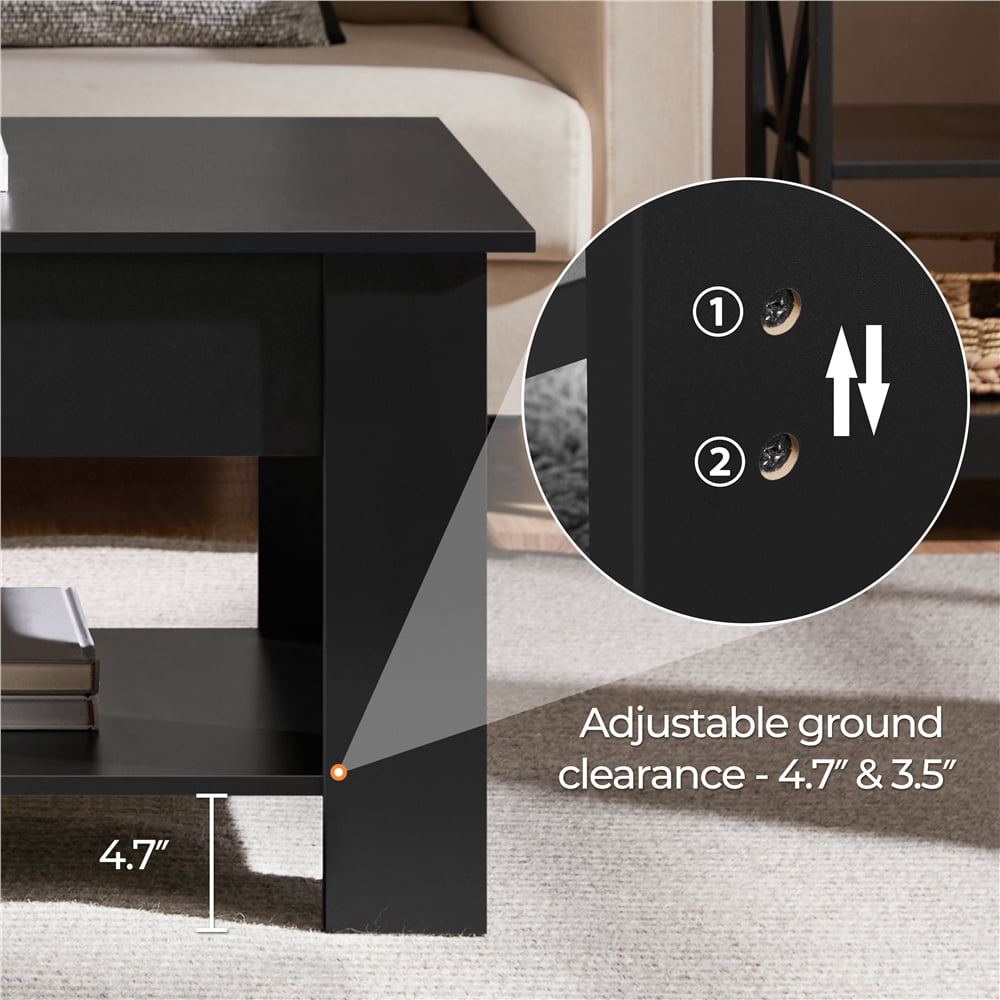 Yaheetech 47.5in Wooden Lift Top Coffee Table with Hidden Compartment for Living Room, Black