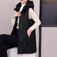 thumbnail image 4 of FNFHFY Long Puffer Vest Women Plus Size Lightweight Sleeveless Quilted Jacket Solid Slim Fit Puffy Jackets Zip Up Winter Coat with Hood, 4 of 7