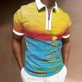 thumbnail image 3 of Camisas Hombre Hombres Primavera y verano Tops Solapa Cremallera Casual Manga corta Camisa suelta Camisetas estampadas Top Camisa (Yellow, M), 3 of 5