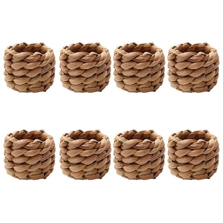 

Deoxygene 8Pcs Country Style Water Napkin Ring Hand- Straw Napkin Ring Farmhouse Napkin Buckle
