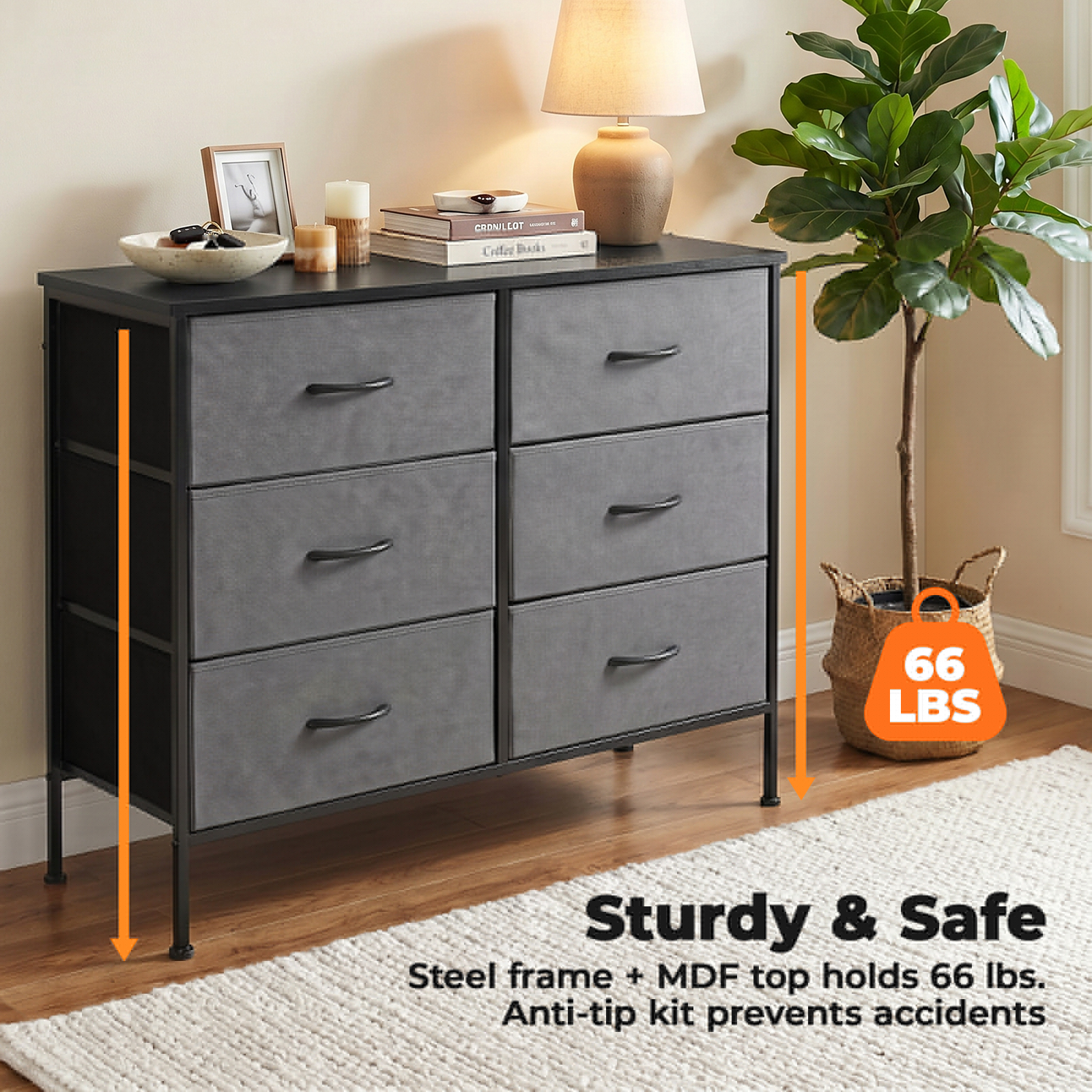 thumbnail image 6 of Alvantor Tall Dresser Fabric Storage Tower ,Wooden Top for Kid Room, Closet, Entryway, Nursery, 6 of 7