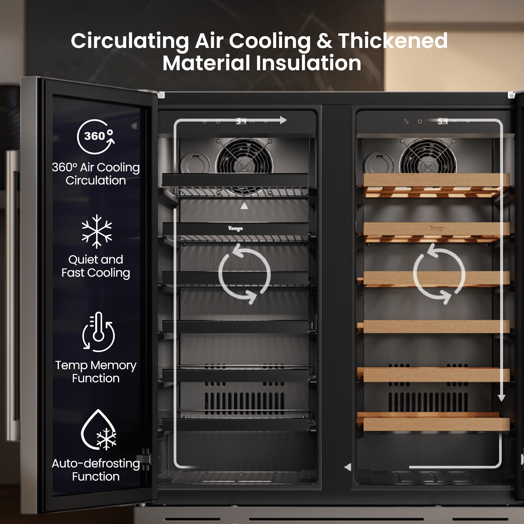 Yeego 30 Inch Wine & Beverage Cooler, Dual Zone 34–65°F, Holds 33 Wine Bottles & 80 Cans, Stainless Steel Door with Lock, Built-In or Under Counter
