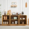 thumbnail image 4 of 67" Sideboard Buffet Cabinet with Storage, Modern Credenza Coffee Bar Console Table with Golden Handle, Accent Storage Cabinet for Dining Room, Natural, 4 of 7