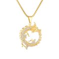 thumbnail image 5 of Hip Hop Bling Iced Out 14K Yellow Gold Dragon Round Pendants Necklace for Men Rapper Jewelry, 5 of 6