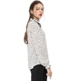 thumbnail image 5 of MODA NOVA Junior's Tie Ruffle Neck Polka Dots Bell Long Sleeves Blouse White-Polka Dots XL, 5 of 7