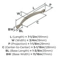 thumbnail image 3 of Amerock Inspirations 5-1/16 inch (128mm) Center-to-Center Satin Nickel Cabinet Pull, 10 Pack, 3 of 4