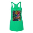 thumbnail image 3 of Wild Bobby, Colorful Cat Portrait | Cat Lover Owner | Dean Russo Art Animal Lover Tri-Blend Racerback Sleeveless Top, Envy, XL, 3 of 5