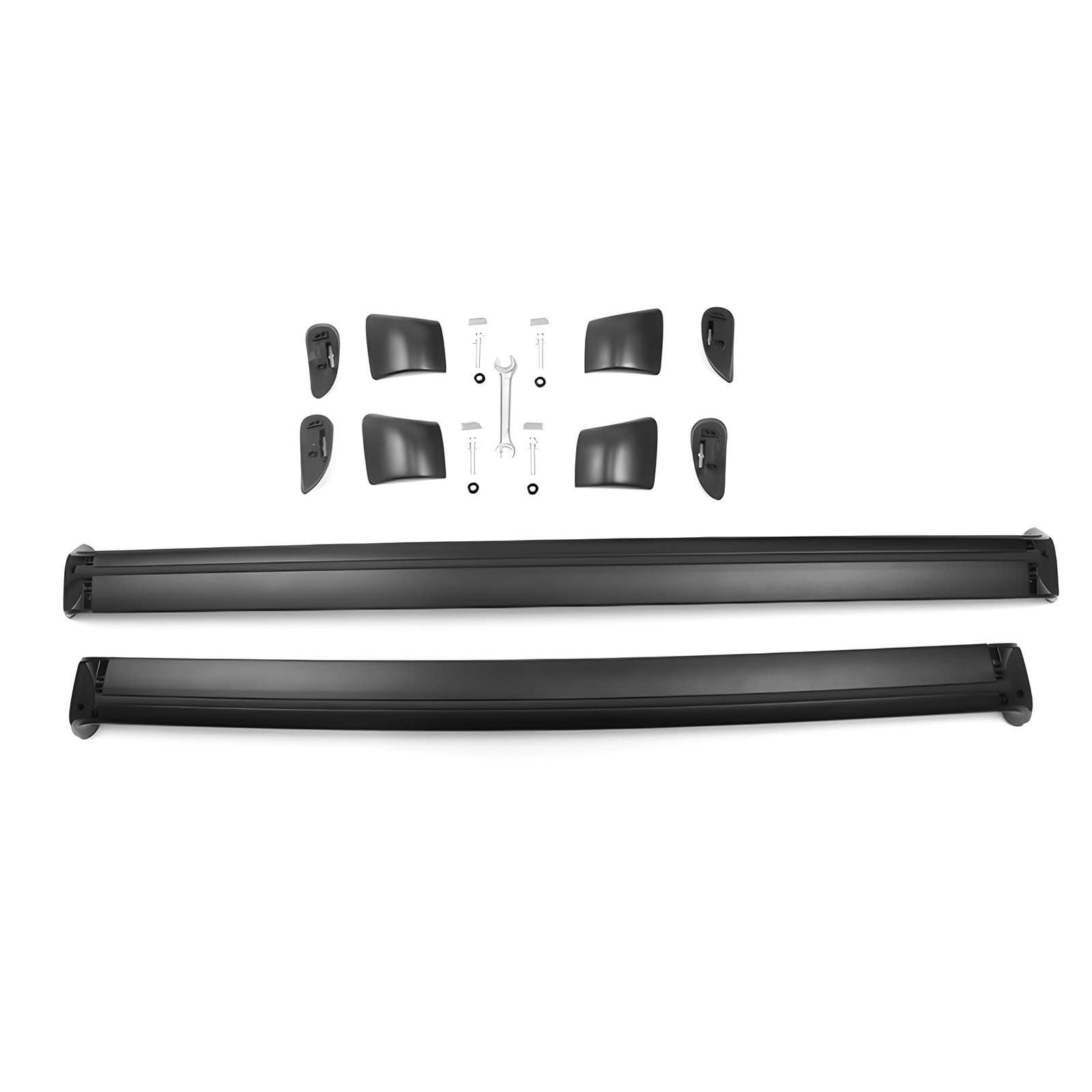 Ikon Motorsports Roof Rack Compatible With 2020-2024 Tesla Model Y All Models 4-Door Black Top Roof Rack Cross Bar Cargo Carrier Aluminum Pair 2PCS