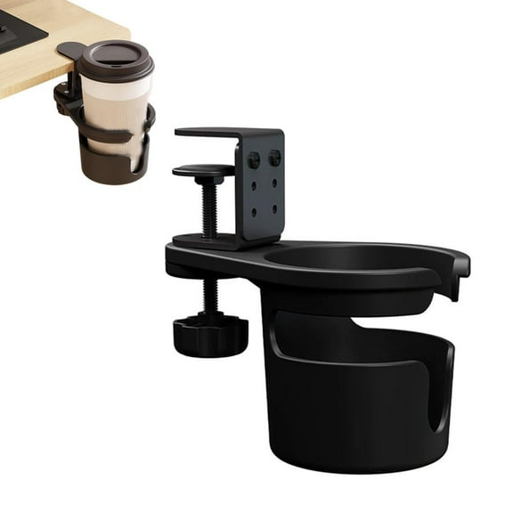 ZOUBAOQ Desk Cup Holder, Rotating Anti-Spill Deeper Clamp on Cup Holder for Desk or Table, Gaming Desk Accessories, Pen Holder, Drink Cup Holder, Recliner Cup Holder