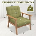 thumbnail image 3 of Accent Chair Set of 2, Mid-Century Modern Living Room Chairs with Solid Wood Frame & Soft Thicken Cushion, Upholstered Arm Reading Chair for Bedroom, Balcony, Green Linen Fabric & Natural Legs, 3 of 9