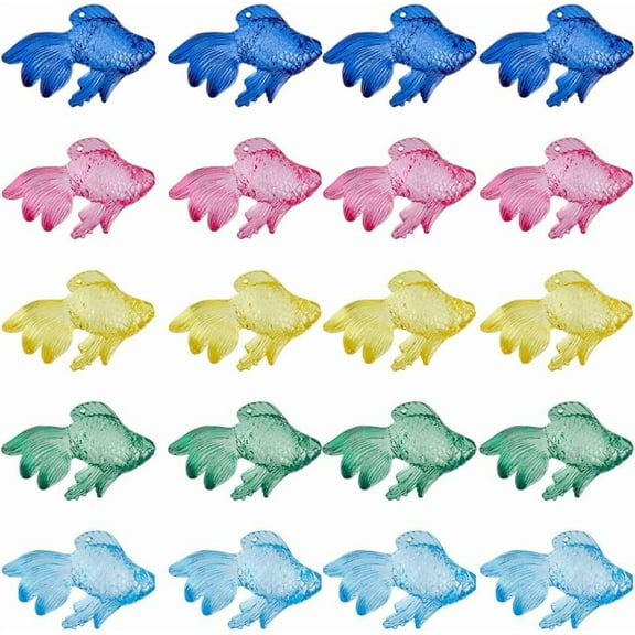 1 Box 36 Pcs 6 Colors Charms Bulk Acrylic Fish Charms Bulk Plastic Colorful Cute Transparent Fishes Summer Ocean Sea River Animal Charms for Jewelry Making Necklace Bracelet Earring