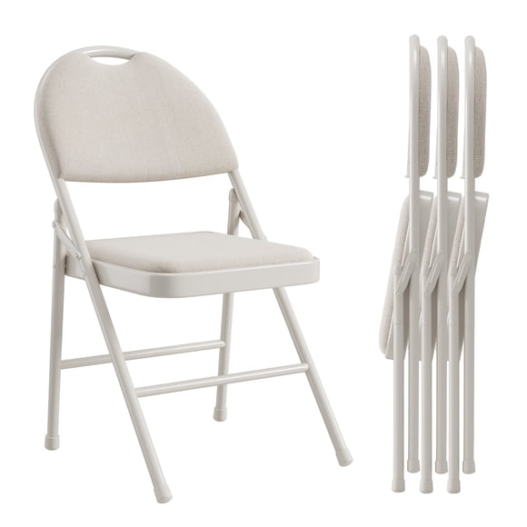 GloryStar Four-Piece Folding Chair Set, Durable Metal Support, Cotton Linen Seat, and Non-Slip Pads for Home or Restaurant
