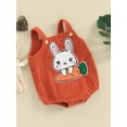 thumbnail image 4 of Musuos Baby Romper, 3 6 12 18M Easter Sleeveless Embroidery Bunny Carrot Bodysuit Overalls for Girls Boys, 4 of 10