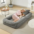 thumbnail image 5 of LIZHOUMIL Convertible Pet Sofa Bed, 65" Chenille Lounger w/ Memory Foam & Pillows, 5 of 9