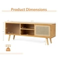 thumbnail image 4 of Costway Modern TV Stand Entertainment Center Media Console with Rattan  Glass Sliding Doors Natural, 4 of 10