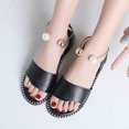 thumbnail image 3 of Zanvin Sandals Women Flat Slippers Open Toe Pearl Comfy Beach Roman Shoes Flip Flop, Black, 39, 3 of 7