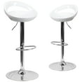 thumbnail image 2 of Flash Furniture Wilson 2 Pack Contemporary White Plastic Adjustable Height Barstool with Rounded Cutout Back and Chrome Base, 2 of 13
