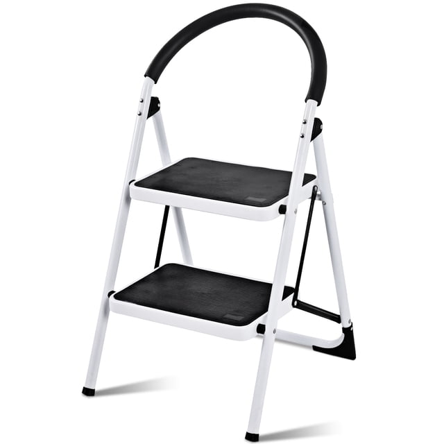 Patiojoy 2 Steps Folding Ladder 330Lbs Heavy Duty Stool Portable Lightweight