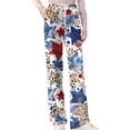 thumbnail image 4 of Women's Independence Day Pants Patriotic Star USA Flag Print Elastic High Waist Pants Wide Leg Casual Casual Breathable Lounge Pants, #01 Blue, XL, 4 of 5