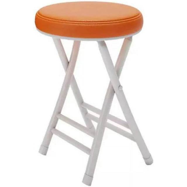 ILOOXI Cushioned Padded Folding Stool Stackable Portable Folding Chair Round Folding Bar Stool 330lb Capacity Foldable Stool for Home Kitchen Dining Breakfas (Color : Orange, Size : 50cm/20in)