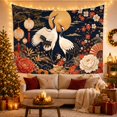 thumbnail image 3 of White Cranes Before Golden Moon and Lanterns, Dramatic Illustration for Bird Lovers, Japanese Floral Art, Housewarming Gift, Tapestry Wall Hanging for Bedroom and Studio, 3 of 7