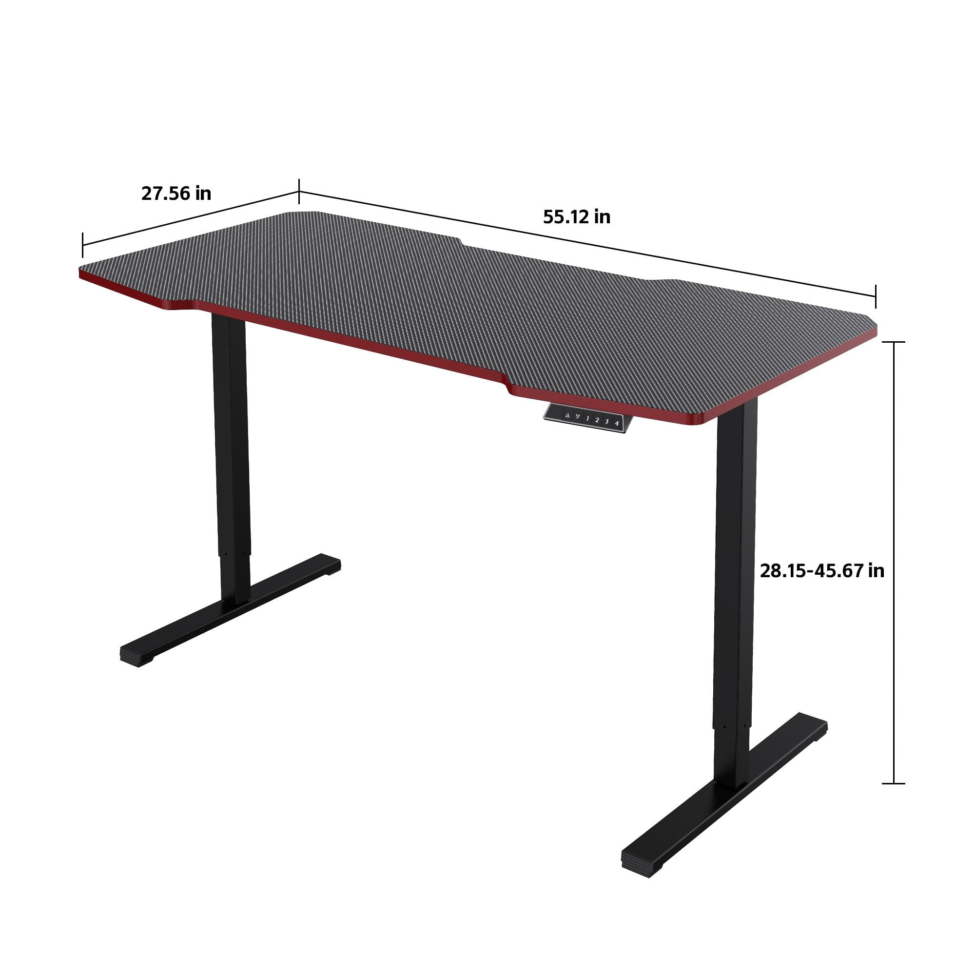 Electric Standing Desk, Whole Piece Height Adjustable Sit Stand up Computer Workstation for Home Office, Black Frame with Black Top