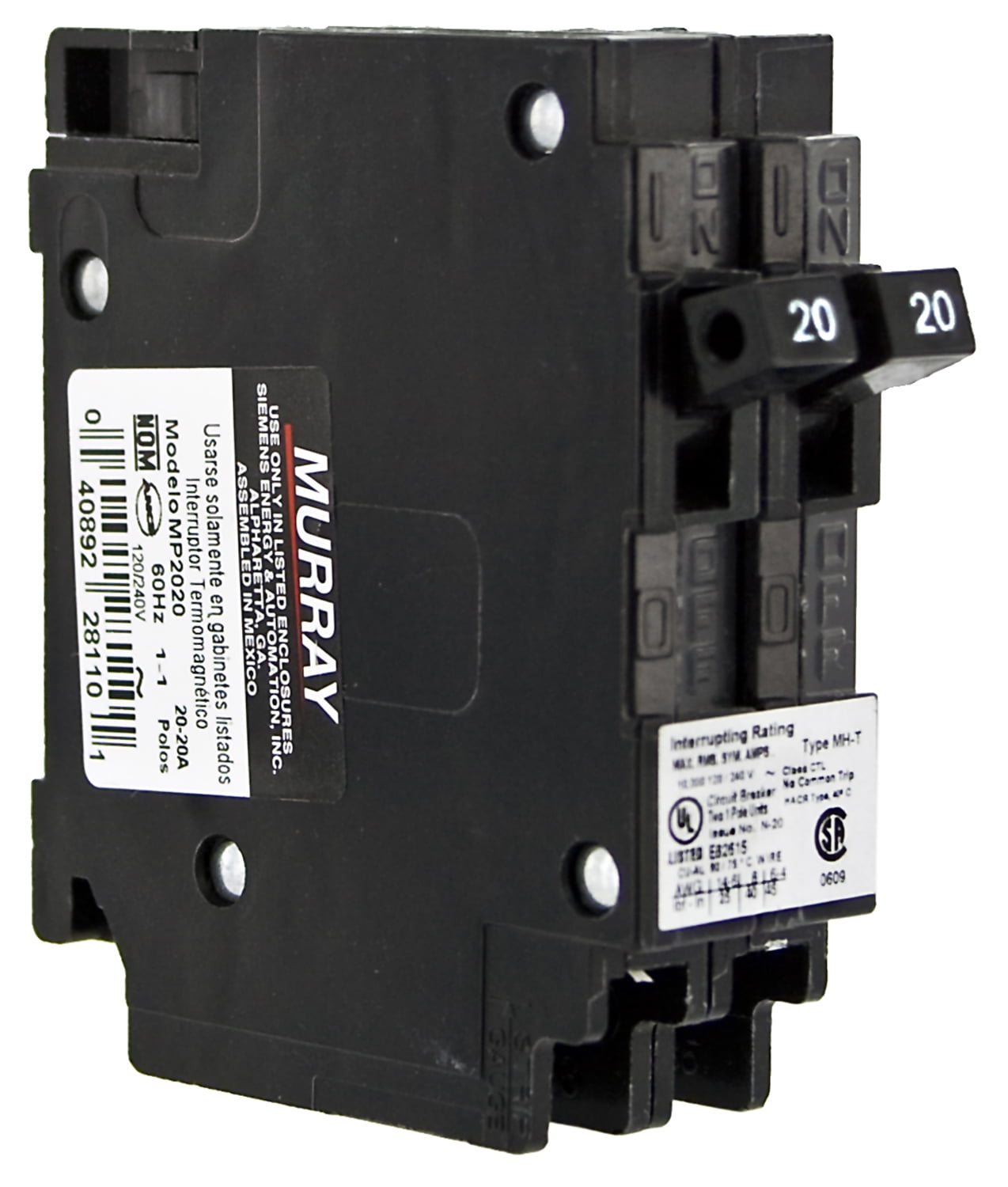 Siemens MP2020 20 Amp Double Pole Circuit Breaker - Walmart.com