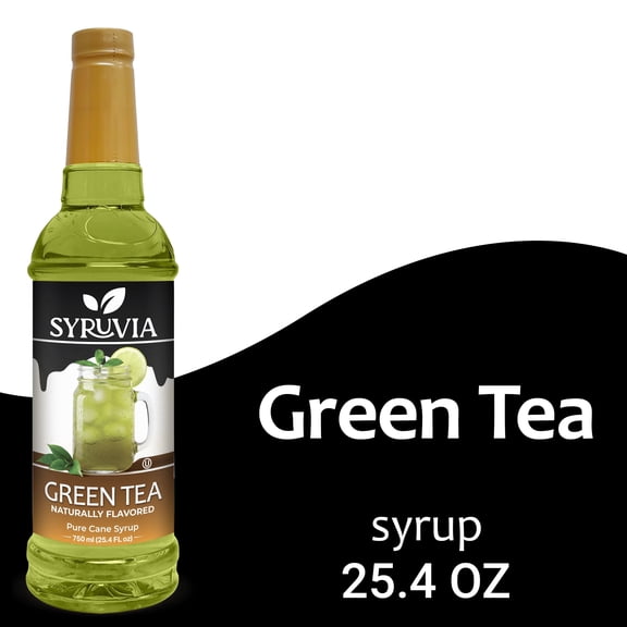 Syruvia Green Tea Flavored Syrup for Drinks, Cocktails, Lemonades, Iced Teas and Desserts – 25.4 fl oz