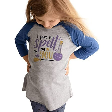 

7 ate 9 Apparel Kids Happy Halloween Shirts - I Put A Spell On You - Witchy Tee - Blue Shirt 4T