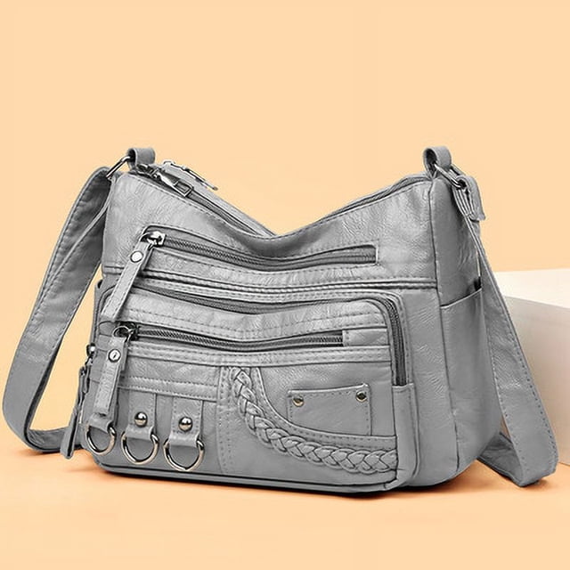 Bolso bandolera de primavera, bolso de hombro para madre, bolso pequeño de piel suave lavada para mujer, bolso para mujer de mediana edad y mayores, bolso que combina con todo